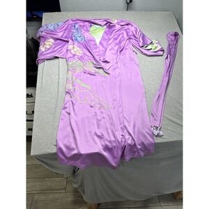 Natori Lavender Floral Robe with Belt
